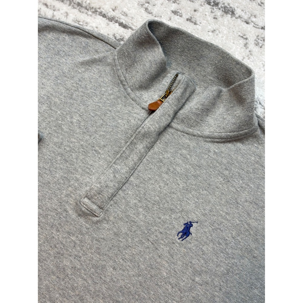 Polo Golf Ralph Lauren Pullover Men XL Gray Pima Cotton Quarter Zip Mock Neck